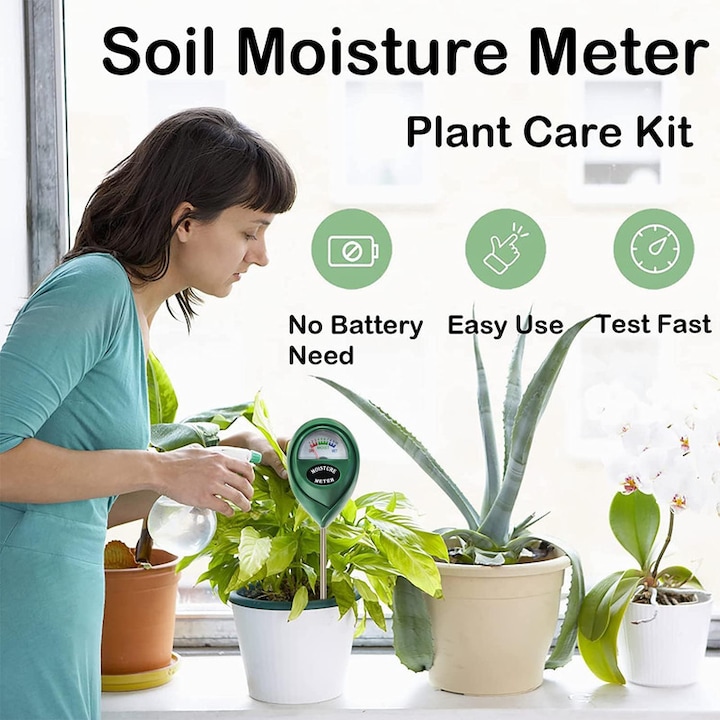 Testor digital pentru sol, Cafuneplus®, multifunctional, potrivit pentru agricultura si plante de exterior, pentru Masurare PH, Umiditate si Lumina, Display analog