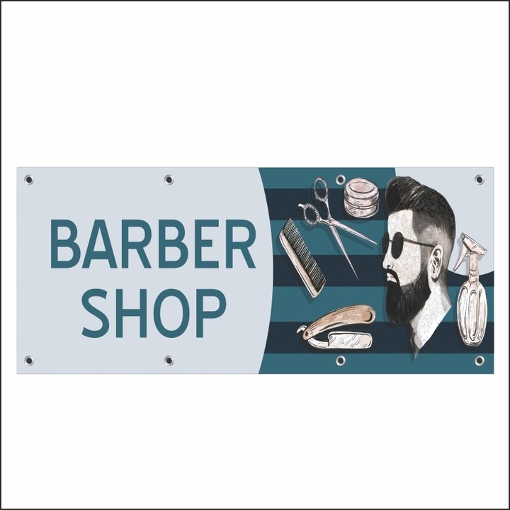 Banner MEDIA, "Barber shop" model 1, 250 x 100 cm