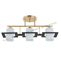 Lustra Cube metal auriu cu negru,abajur sticla alba, 3X60W,dulie E27