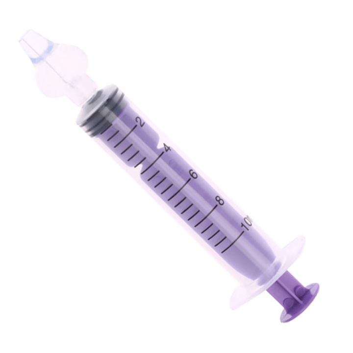 Irigator Nazal tip Seringa pentru Spalarea Nasului, Curatare Sinusuri si Decongestie Nazala, MEDILOGIC™, pentru Bebelusi, Copii si Adulti, 10 ml, Violet