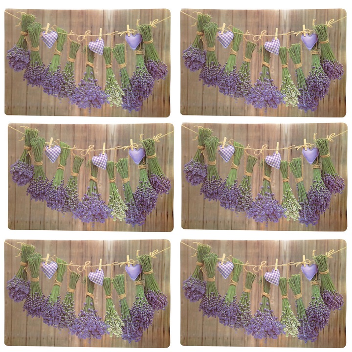 Комплект поставки за чинии за сервиране на масата, модел Pufo Lavender Love, 6 бр