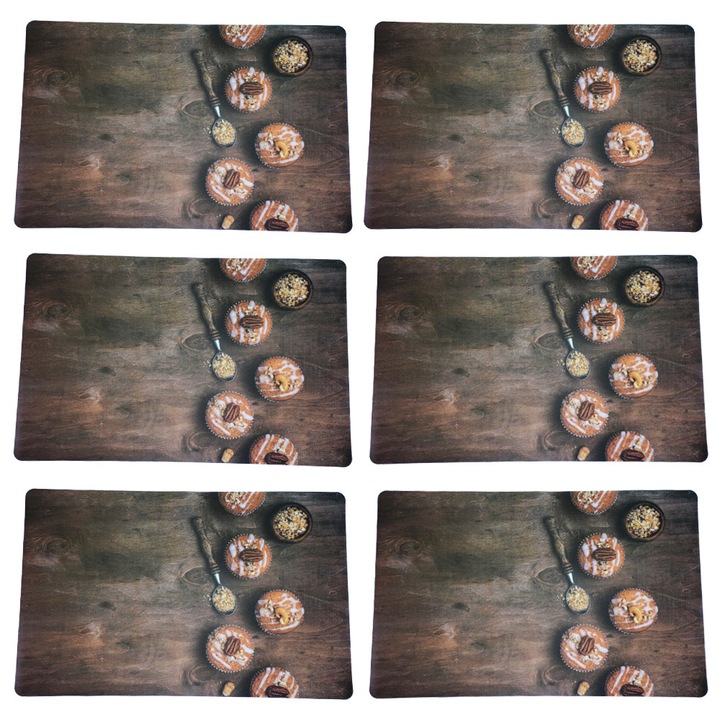 Комплект поставки за чинии за сервиране на масата, модел Pufo Muffins, 6 бр