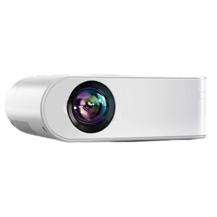 Мини WiFi видео проектор YABER V2 7000L Включен екран за проектор, поддържа се Full HD 1080P и 200", преносим с безжично огледало за iOS/Android/TV Stick/PS4/PC у дома и на открито