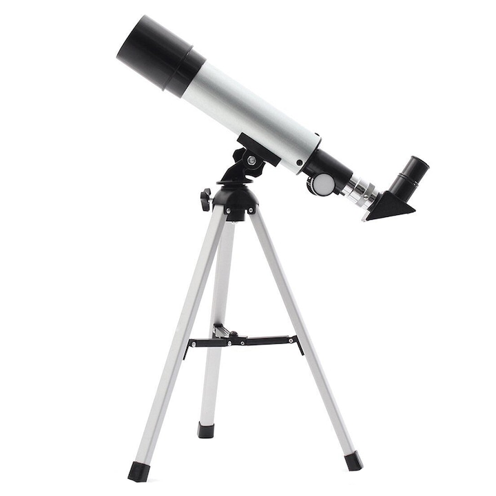 EDAR hordozható csillagászati teleszkóp, kezdőknek, 360 mm-es fókusztávolság és 90 fokos prizma, 28 cm-es alumínium állvány, ezüst/fekete
