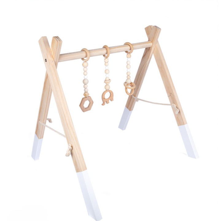 Бебешки занимателен център от бяло дърво, 3 аксесоара