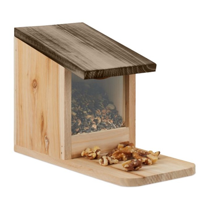 Hranitor pentru veverite, din lemn Relaxdays, maro, 17.5 x 12 x 25 cm