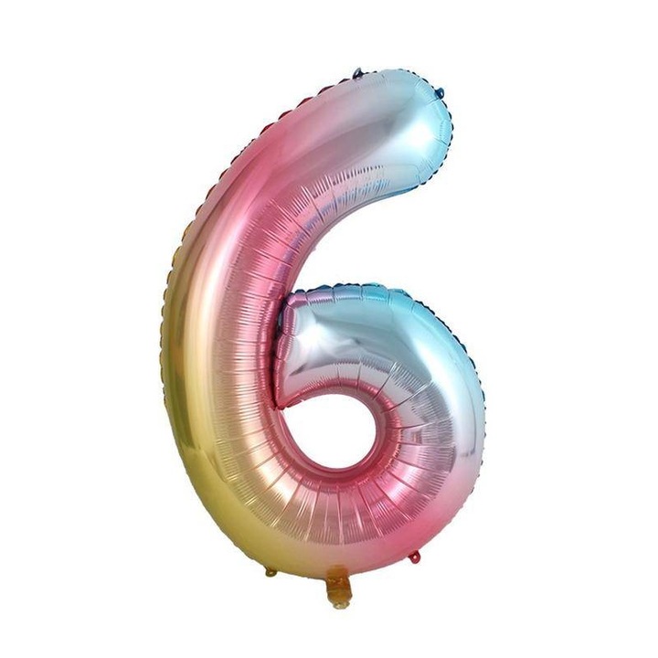 Balon din folie cifra 6, culoare rainbow, It's Party Time, 100 cm