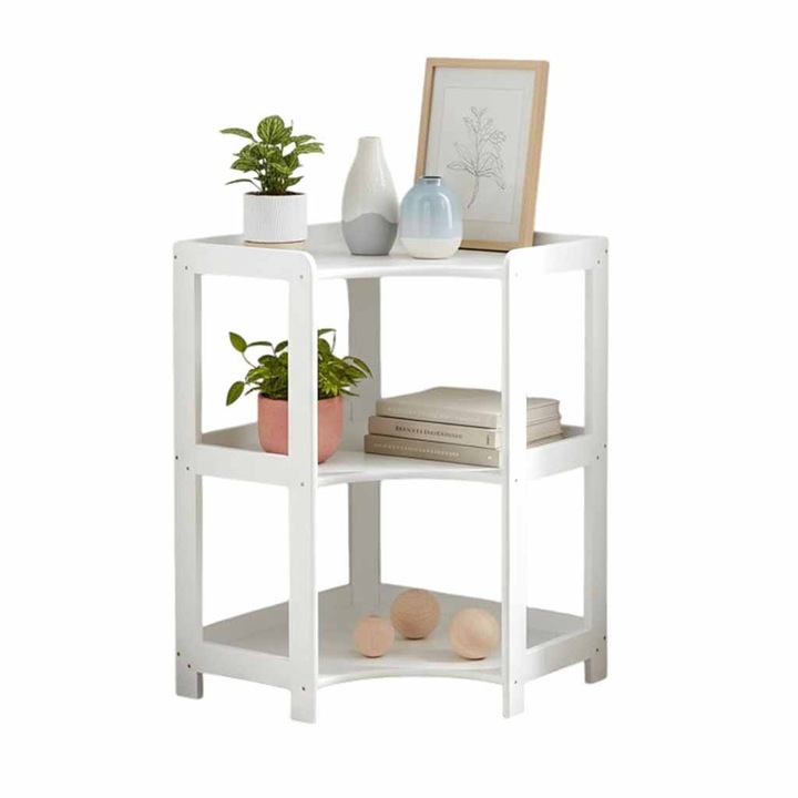 Raft Elisse Transilvan, 3 polite, Colt Interior, 60x60x88 cm, Alb