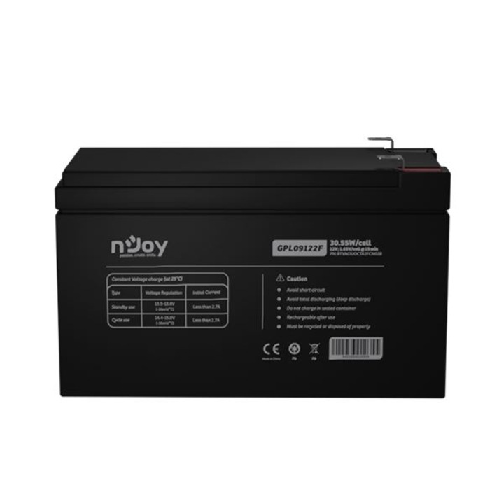 Акумулатор nJoy GPL09122F 12V 30.55W/клетка, Капацитет 30.55W/клетъчна оценка la 1,65V/cell@15 min, Tens