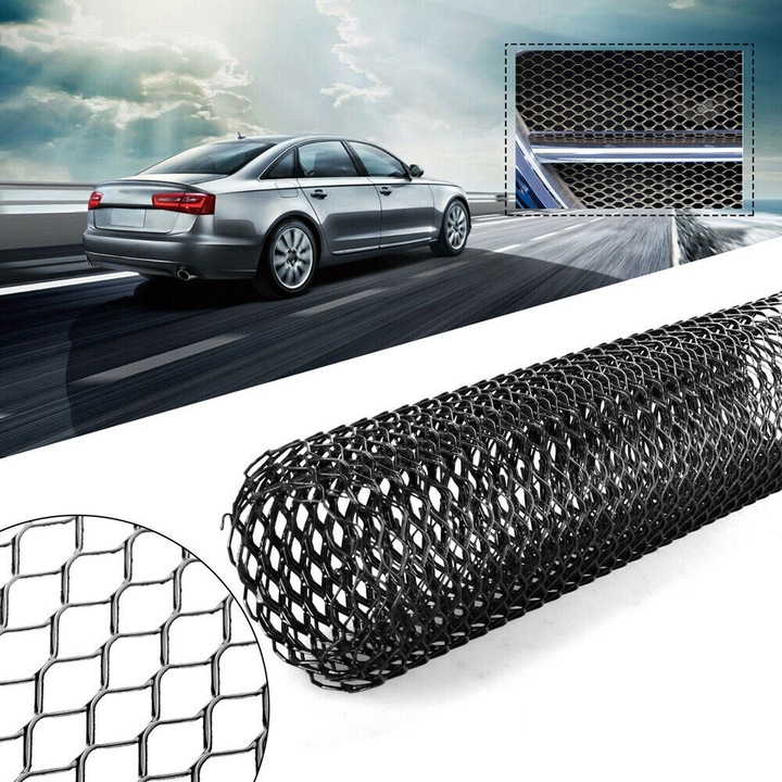 Alumínium Sport Tuning Rács, mérete 100 x 33 cm, vágható, Fekete színű
