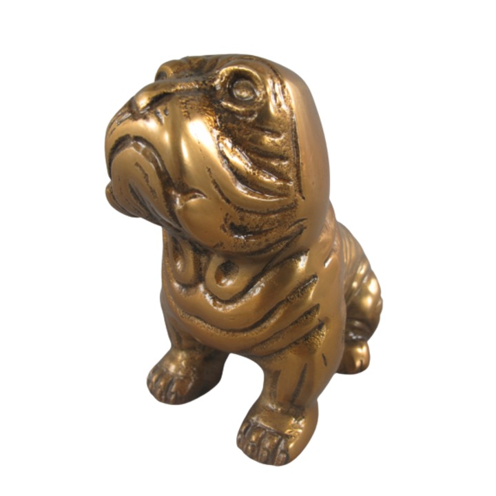 Figurina caine aluminiu, bronz, H 13 x 13 cm