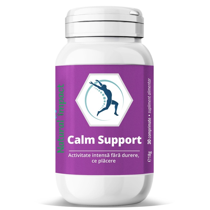 Calm Support - 600 mg Spirulina + 300 mg Catina + 150 mg Boswellia Serrata - 30 Comprimate - pentru dureri de articulatii, mobilitate, flexibilitate, imunitate - Natural Impact