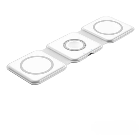 Incarcator Wireless 3 in 1 Magnetic, Portabil, Pliabil fara fir, Fast Charge 15 W, Suport pentru telefon, Compatibil cu iPhone, Samsung, Xiaomi, Apple Watch, Airpods Pro, Huawei, Oppo, Galaxy Buds, TWS, Alb