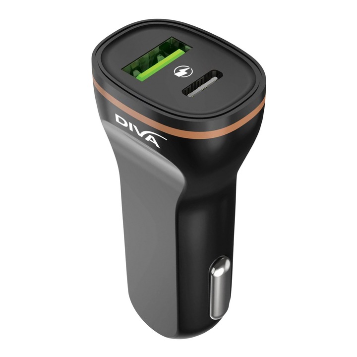 Încărcător Diva, USB-A QC, USB-C PD, 20W