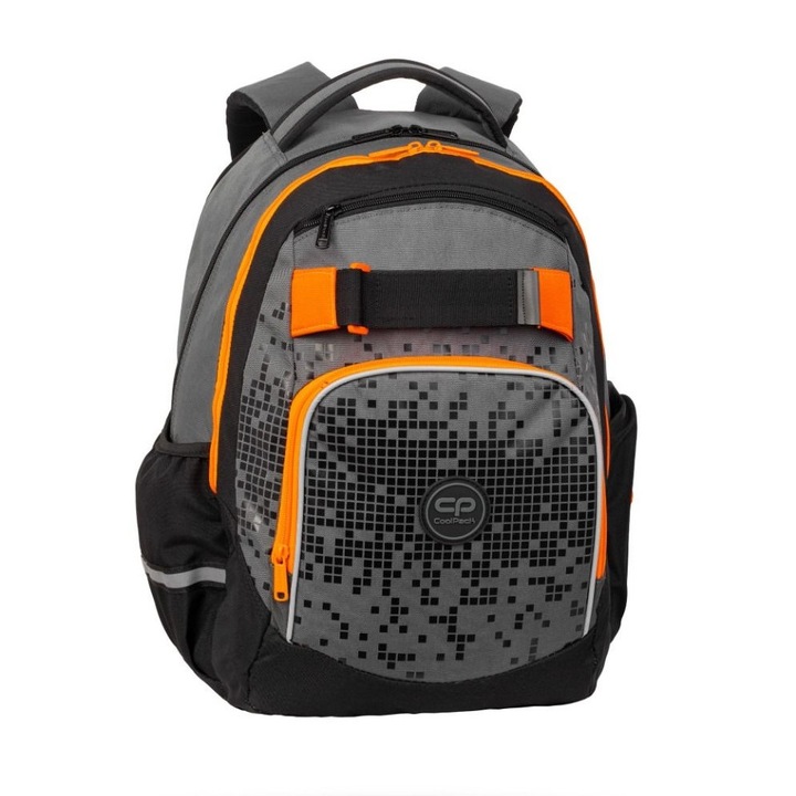 Rucsac de scoala, Coolpack, Poliester, LOOP, PIXEL, 45 x 32 x 18 cm, Gri/Portocaliu