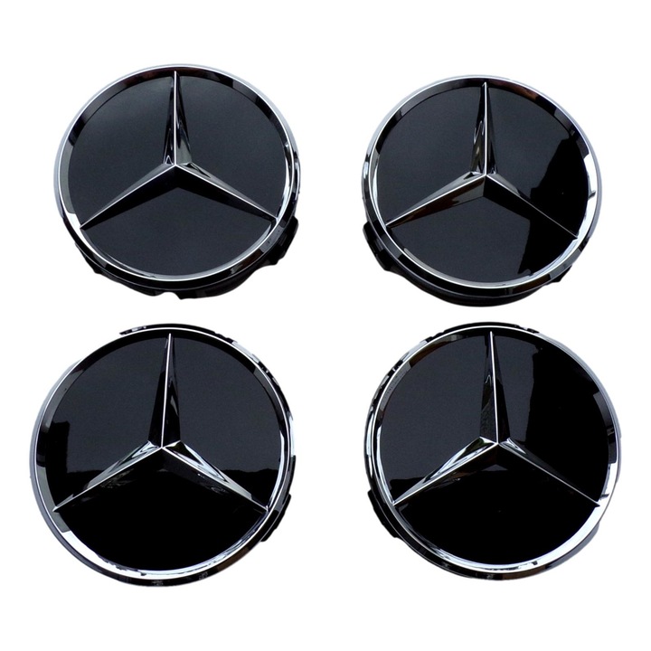 Kerékburkolat készlet, Mercedes-Benz, Alumínium, Mercedeshez, 75 mm, Fekete, 4 db