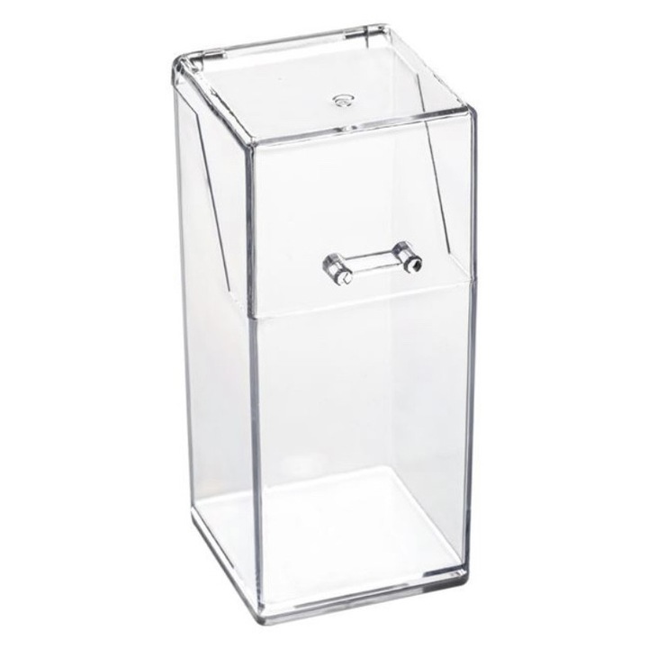 Suport pentru pensule, cu capac, acrilic, transparent, 9x9x21.5 cm