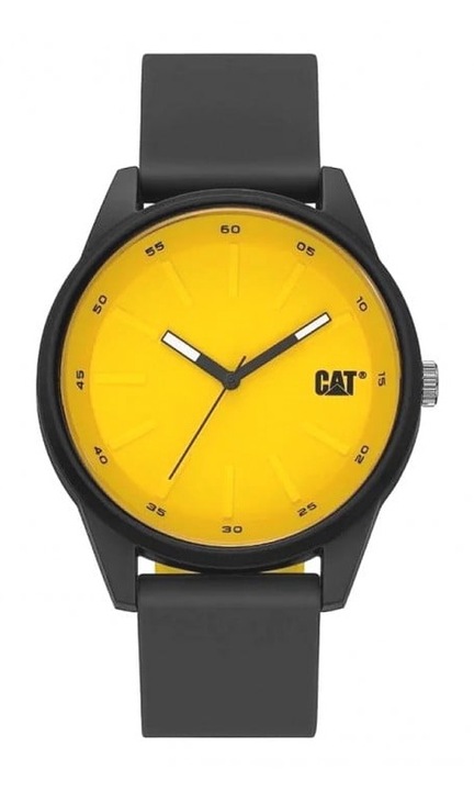 Ceas pentru barbati CAT INSIGNIA, mecanism QUARTZ analog, carcasa 43 mm, din plastic ABS, cadran galben, LJ.160.21.721