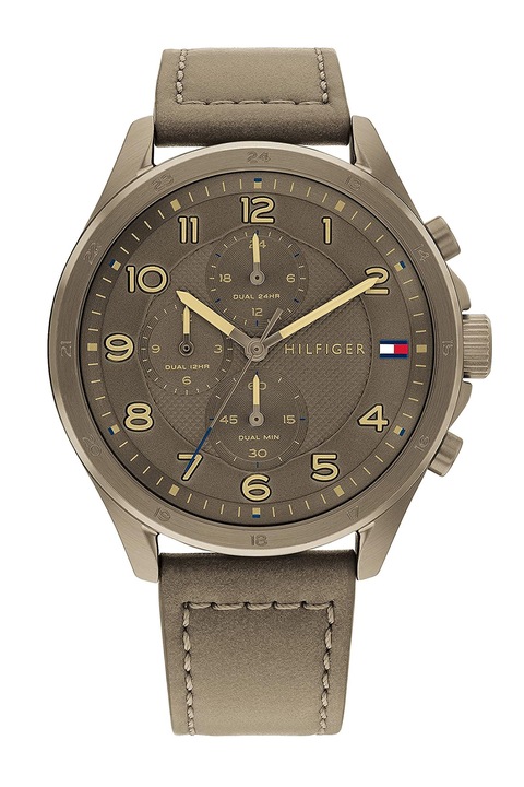 Tommy Hilfiger, Bőrszíjas kvarc karóra, Kheki