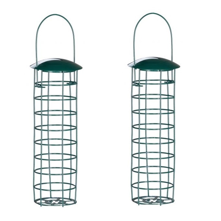 Set 2 Hranitoare pentru pasari, Relaxdays, verde inchis, 31 x 8.5 cm