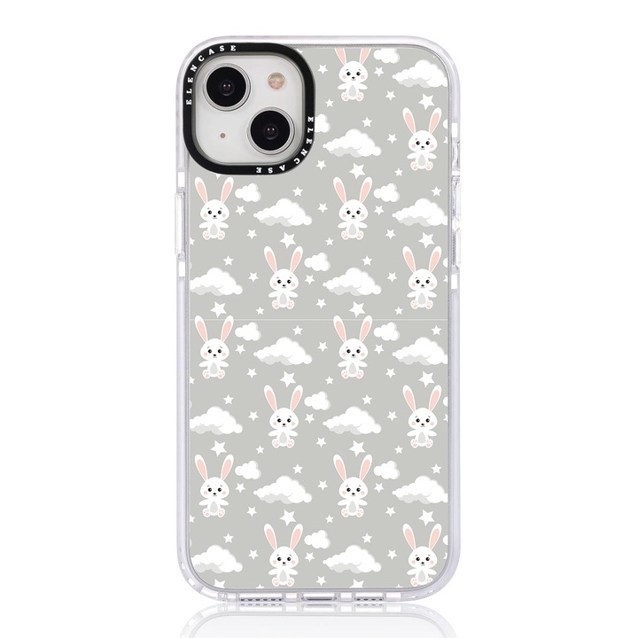 Защитен калъф, за Apple iPhone 14 Plus, Elen Case Baby Rabbits с черна рамка