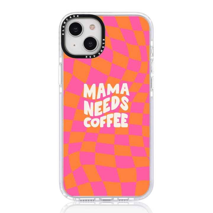 Защитен калъф, за Apple iPhone 14 Plus, Elen Case Mama Need Coffe с бяла рамка