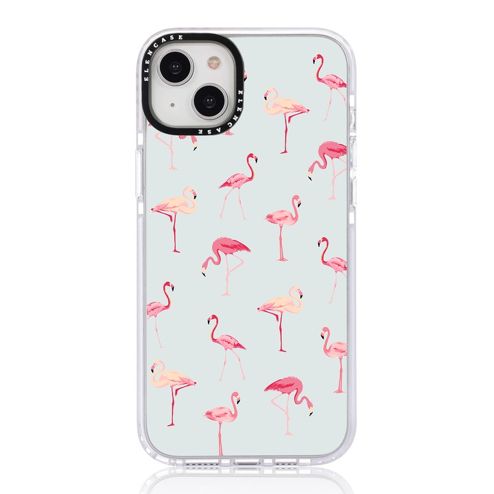 Защитен калъф, за Apple iPhone 12 Pro Max, Elen Case Tropical Flamingo с бяла рамка