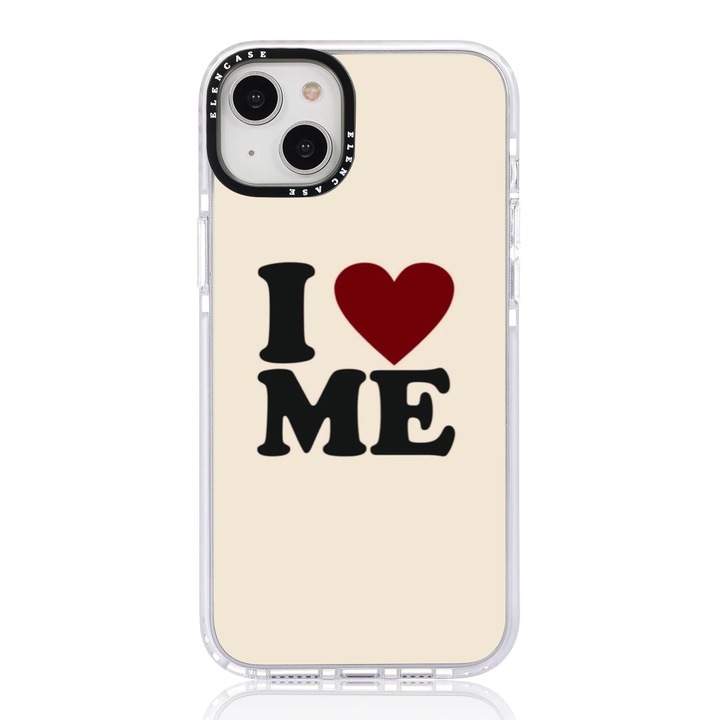 Защитен кейс, за Apple iPhone 13 Pro, калъф Elen I Love Me с бяла рамка