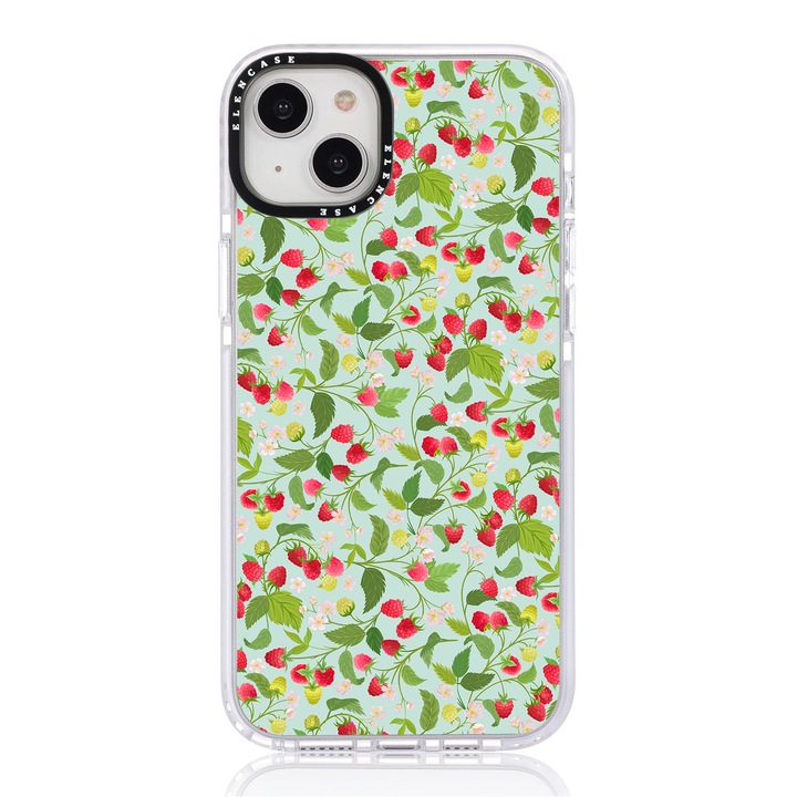 Защитен калъф, за Apple iPhone 14 Plus, Elen Case Botanical Raspberry с черна рамка