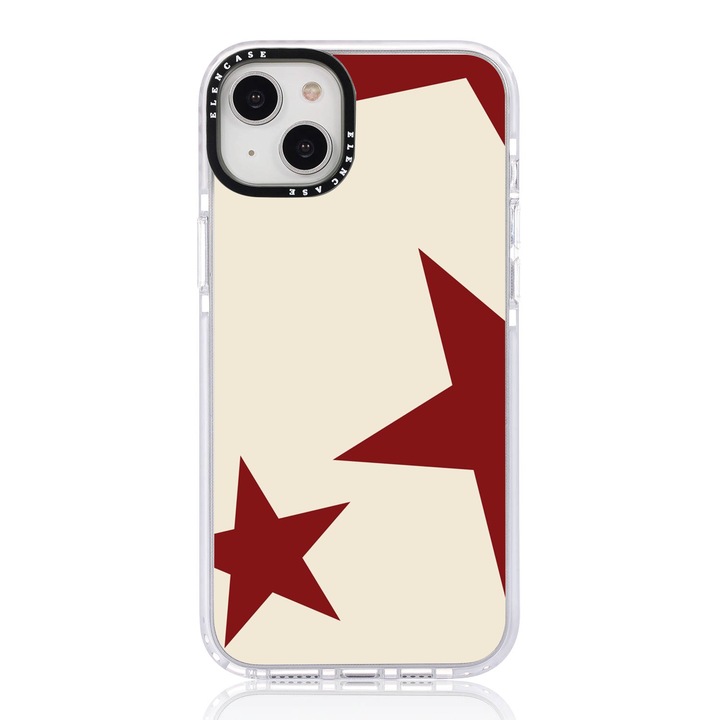 Защитен калъф, за Apple iPhone 14 Plus, Elen Case Red Star с бяла рамка