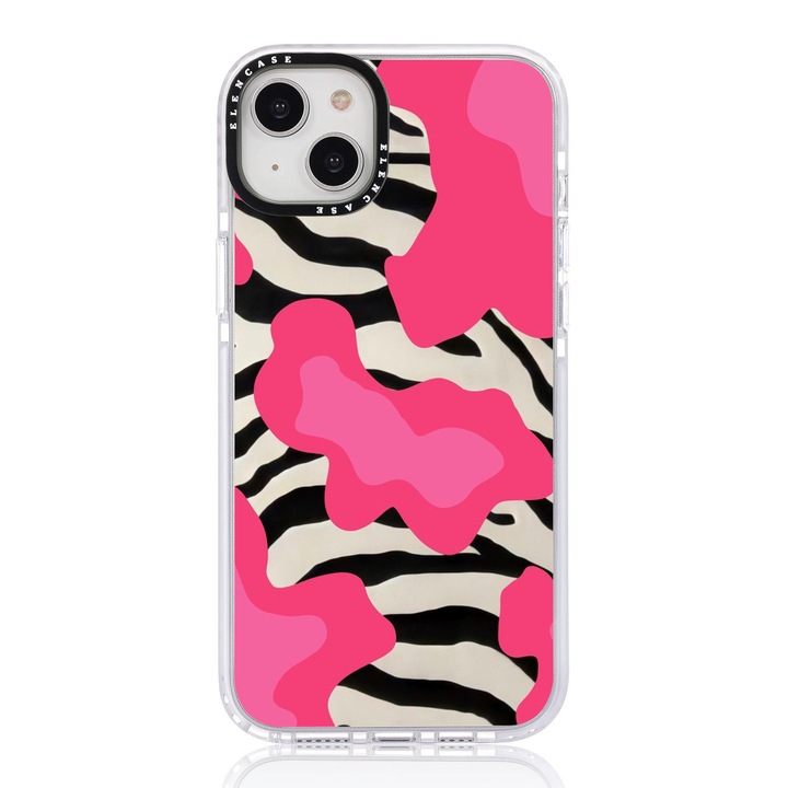 Защитен панел, за Apple iPhone 14 Pro Max, Elen Case Pink Zebra с бяла рамка