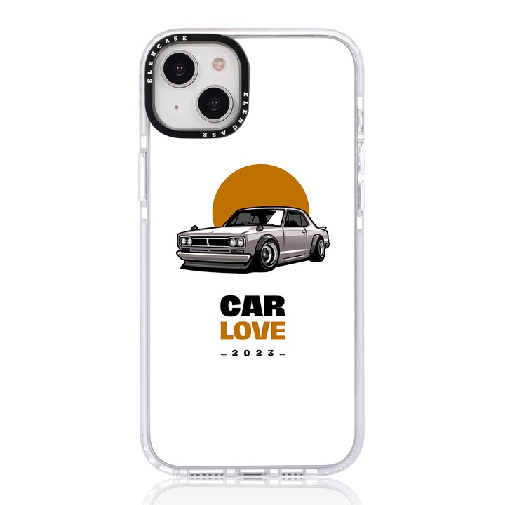 Защитен калъф, за Apple iPhone 14 Plus, Elen Case Car Love с бяла рамка
