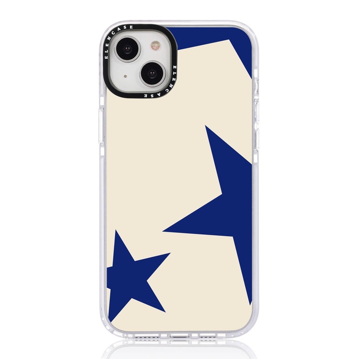 Защитен калъф, за Apple iPhone 13 Pro Max, Elen Case Blue Star с бяла рамка