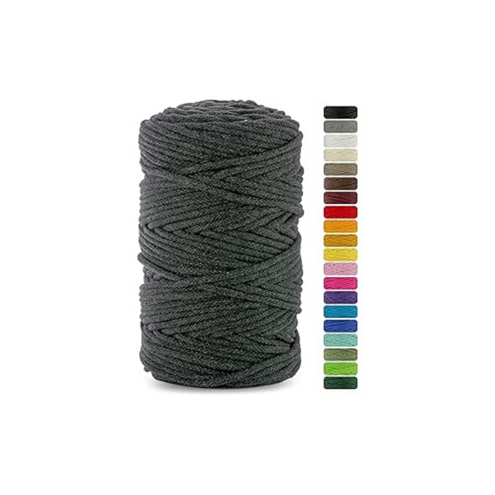 Snur din bumbac, Weba, 5 mm, Antracit