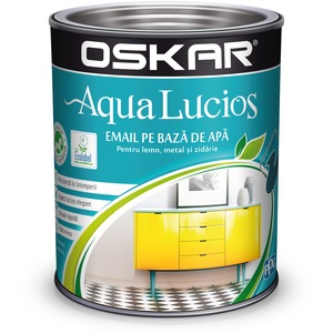 Vopsea email pe baza de apa Oskar Aqua Lucios 454026, Gri grafit, 0.6 l