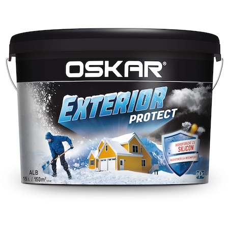 Vopsea lavabila exterior Oskar Protect 439000, Alb, 15 l