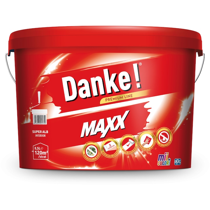 Vopsea lavabila interior Danke Maxx 470387, Alb 8.5 l