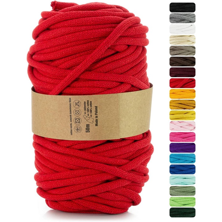 Snur din bumbac, Weba, 9 mm, Rosu