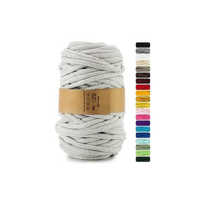 Snur, Weba, Bumbac/Poliester, 9 mm, Gri deschis