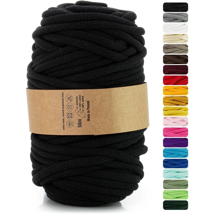 Snur din bumbac, Weba, 9 mm x 50 m, Antracit