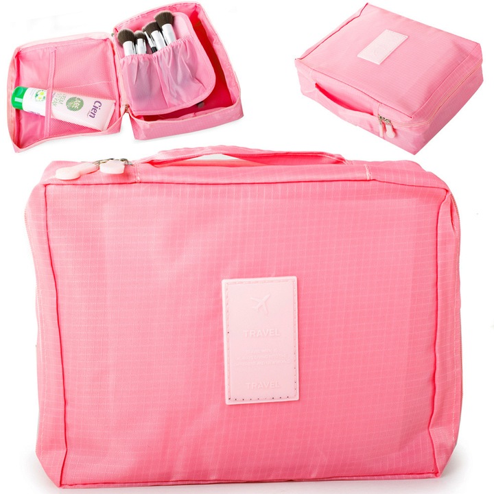 Portfard de calatorie Verk Group, organizer, roz, 20x17x8cm