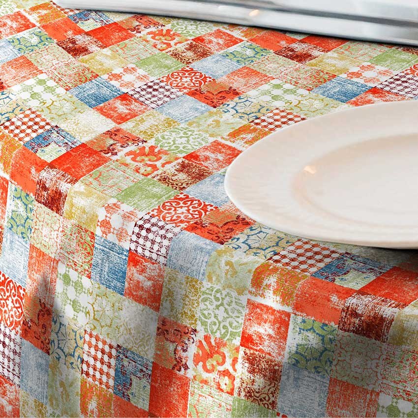 Fata de masa anti-pete Casa de bumbac, Rhode, 220x140 cm, Model Vintage, geometric