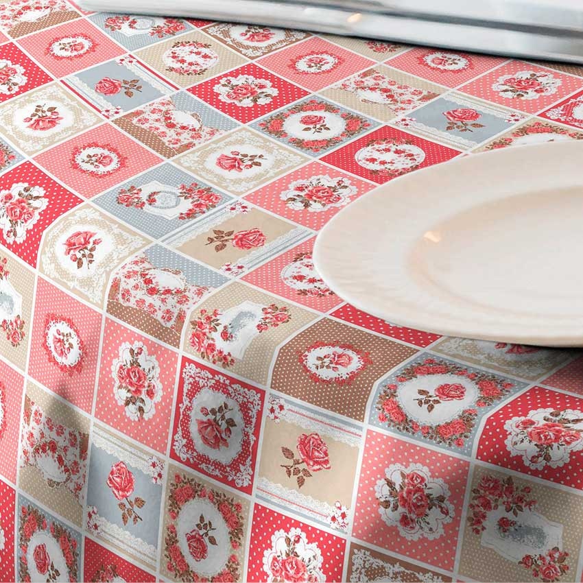 Fata de masa anti-pete Casa de bumbac, Shelley, 220x140 cm, Model Vintage, floral