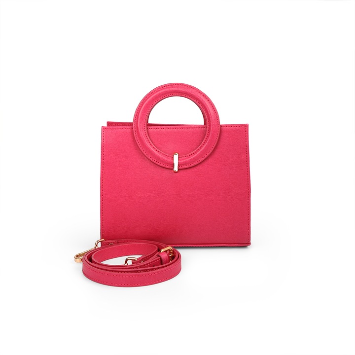 Női bőrtáska, ANNA FELLINI, Olivia, fukszia, 22 x 10 x 17 cm