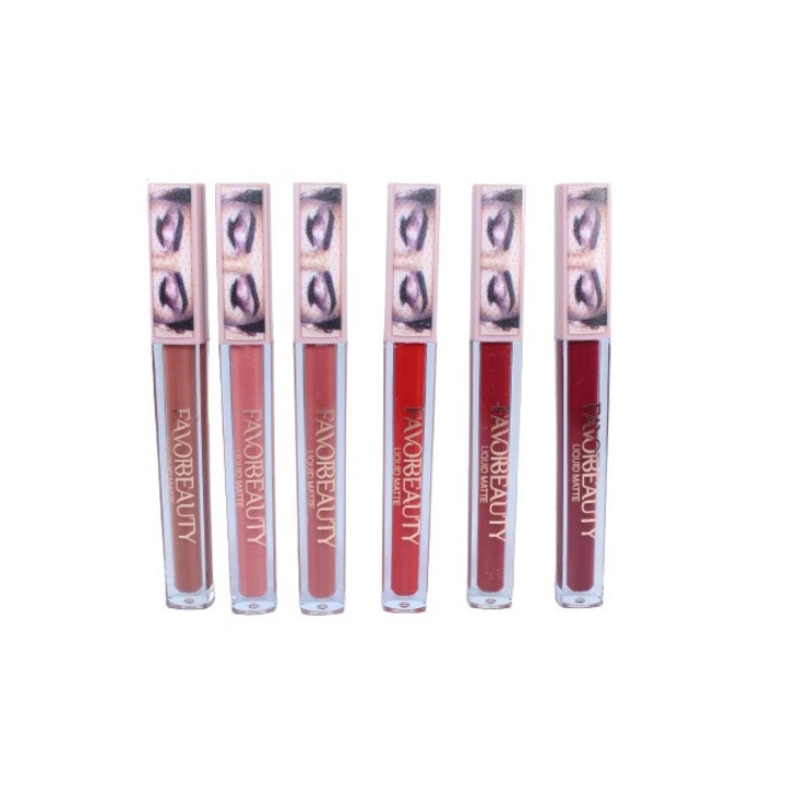 Комплект червила, Makeup, FavorBeauty, Liquid Matte, 01, 6 броя