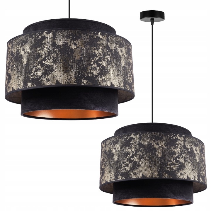 Plafoniera atarnata, Light Home, Textil/Metal, Negru/Gri