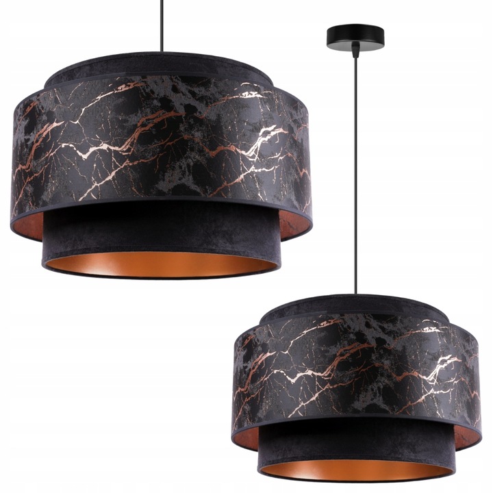 Plafoniera atarnata, Light Home, Metal/Textil, Portocaliu/Negru