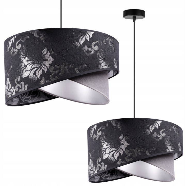 Plafoniera atarnata, Light Home, WERONA 2408/1, Metal/Textil, Negru/Gri