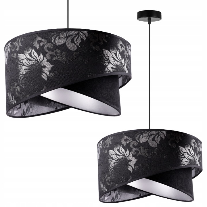 Plafoniera atarnata, Light Home, Metal/Textil, Candalar, Negru/Gri
