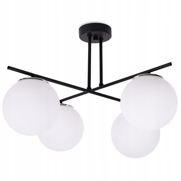 Plafoniera atarnata, Light Home, MODENA 2512/4/Z, Metal/Sticla, Negru/Alb